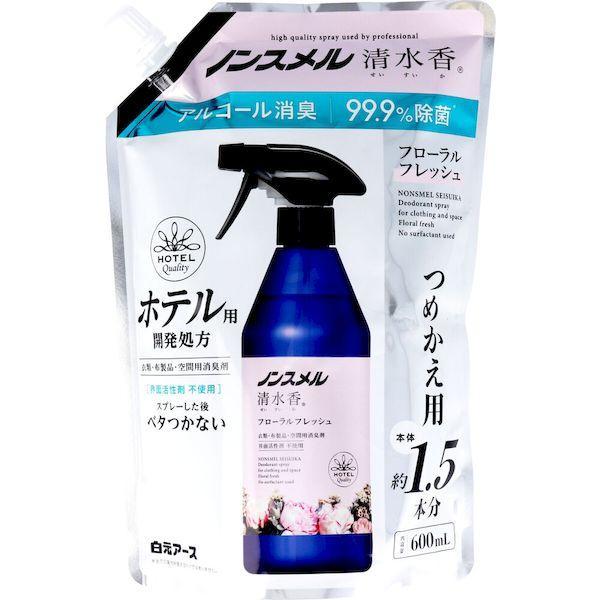 他サイト： 4902407013996 ノンスメル清水香 衣類・布製品・空間用消臭剤 フローラルフレッシュの香り 詰替用 600mLの商品画像