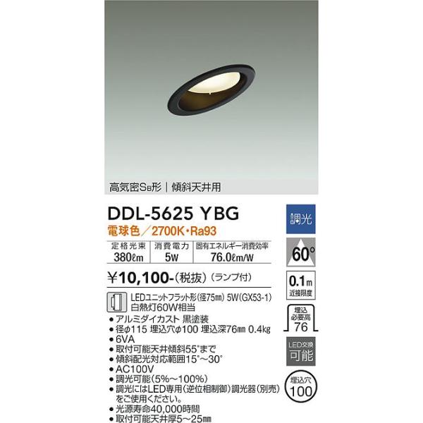 大光電機 安心のメーカー保証 【送料無料】DDL-5625YBG LED ダウン