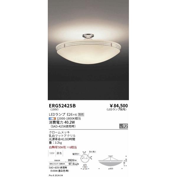 遠藤照明 安心のメーカー保証 【インボイス対応店】ERG5242SB