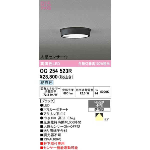 安心のメーカー保証 期間限定特価 OG254523R オーデリック 屋外灯 軒下灯 LED ☆ 実績20年の老舗