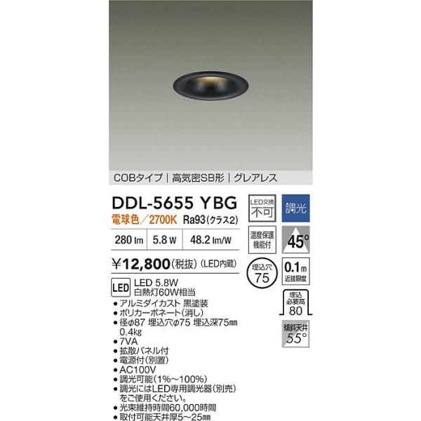 大光電機 安心のメーカー保証【送料無料】大光電機 DDL-5655YBG ダウン