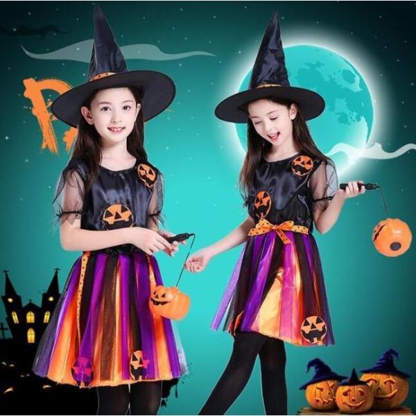 ハロウィン コスプレ ハロウイン コスチューム キッズ 女の子 衣装 魔女 子供 コスプレ 仮装 キッズ スカート コスチューム 子供 洋服