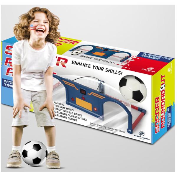 商品詳細:インタラクティブトレーナー x 1 (長さ31.5インチ x 幅16.5インチ x 高さ9インチ)。フォームサッカーボール x 1