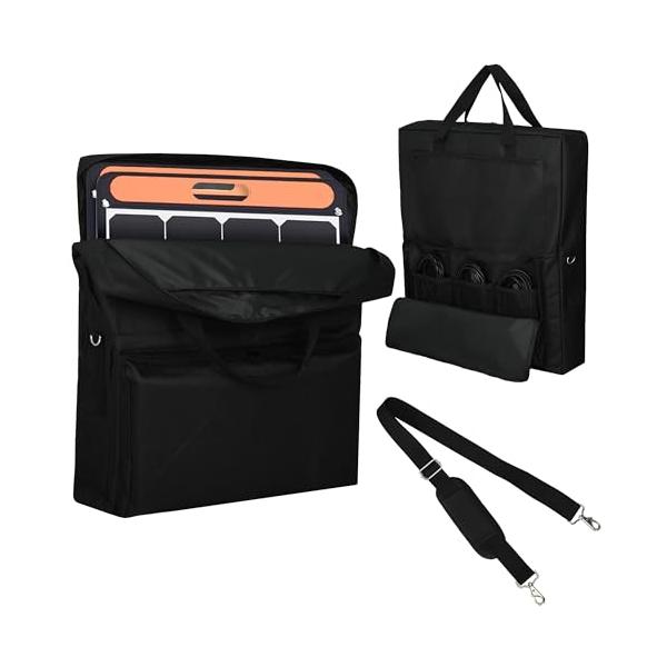 ブラック/-/JPG5-51-0016・減衰設計：ソーラーパネル収納バッグは二重仕切りを使用して設計され、二枚の電池パネルを収納でき、中間仕切りは厚い記憶スポンジ保護を採用し、しかも太陽エネルギーパネルを携帯することに衝突問題がある可能性が...