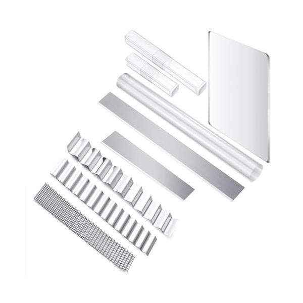 粘土ツール粘土を均等に伸ばすための粘土ローラー、粘土板、粘土を綺麗に切るためのカッターがセットで入っています。波型カッターは3種類あります。必要に応じて好きなタイプを選べます。切れ味が良く、粘土の断面を綺麗な波型にカットできます。粘土作品の...