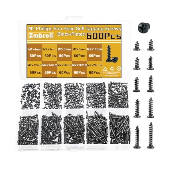 黒/M2 4mm ~ 20mm/-・当社のなべ頭セルフタッピングねじ素材:高品質の炭素鋼製で、高硬度、耐腐食性、優れた安定性があります。これにより、要求の厳しい環境でも長持ちする性能を確保し、早期の錆びを防ぎます。木材の信頼性が高く安全な固...