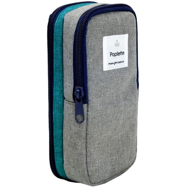 他サイト： ニッケン文具 ペンケース Poplette タテヨコ ブルー×グレー PLP1-BGの商品画像