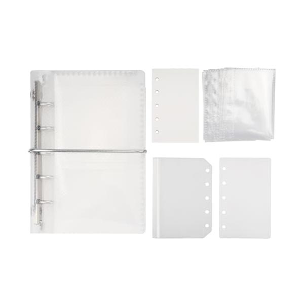 透明/-/-・マルチポケット設計システム手帳の内側はマルチポケットデザインで、レシート入れとしてはだけでなく、お気に入りのカバーを自由に飾ることができます・折りたたみ式収納M5ポケットサイズで、持ち運びに便利で、いつでもすぐにメモを記録でき...