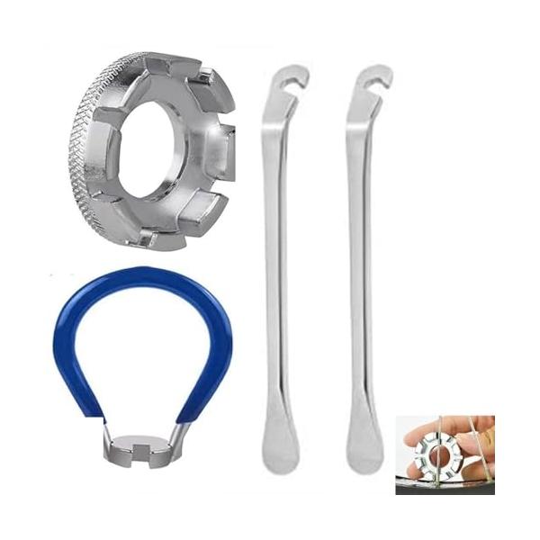 Jindizi 自転車 スポークレンチ 工具セット， タイヤレバー ニップル