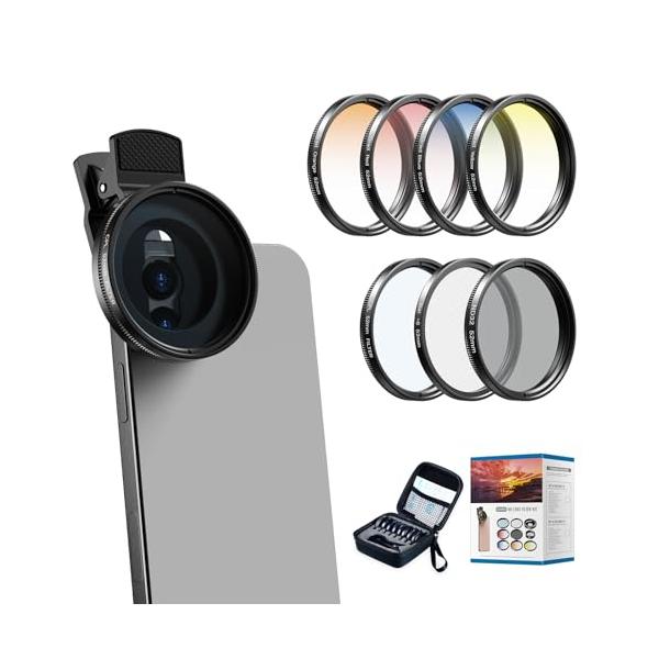 7枚セットAPEXEL スマホレンズフィルター 52mm cpl+nd32+スター+青