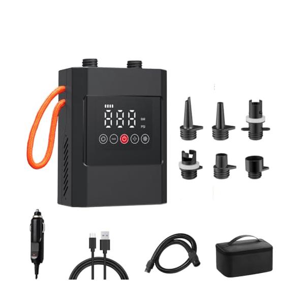 HUAJUN サップ 電動ポンプ sup 空気入れ 電動 20PSI 空気入れ 空気抜き ６つのノズル付き ポータブルポンプ 12V DC&Ty