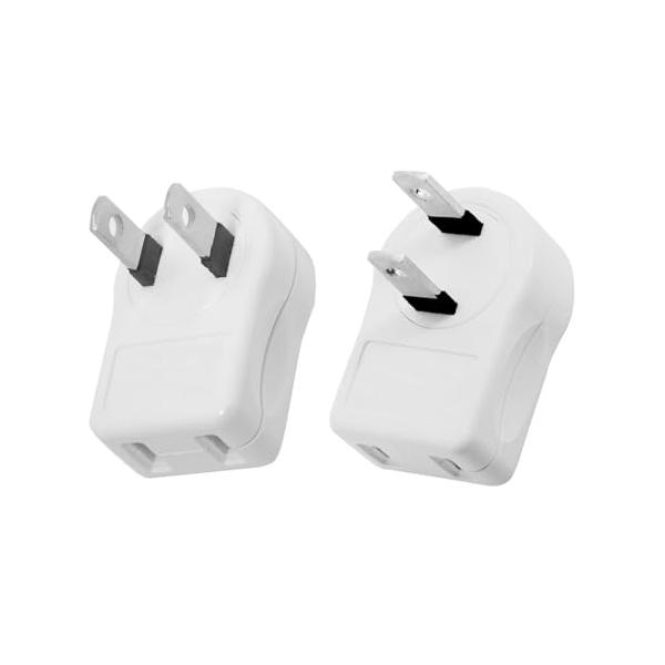 ホワイト - 上+左。/-/CY-PW-014-UP+RI・パッケージには2個入っています。NEMA 1-15P USA コンセントセーバー電源延長アダプタ 2ピン 2コンセント 90度角度・電源コードを延長し、UPSとサージコンセントを空...