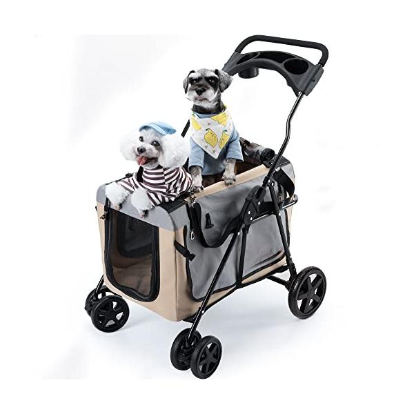 -/-/TC6-New・仕様犬バギー展開サイズ（約）:長78cmx幅56.5cmx高さ97cm 収納サイズ（約）:長さ19cmx幅56cmx高さ76cm 本体重量（約）:6.7KG フレーム：鉄製 生地：オックスフォードポリエステル 車輪:...