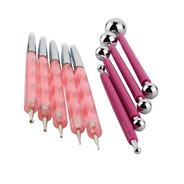 細かいディテールの作成、絵画、点描、シェイピング、スムージングのための9セット・素材：ホワイトシリカゲル、銅管、アクリル系ステンレス、ゴム・用途：セラミック彫刻、粘土、彫刻、エンボス、アートプロジェクト、柔らかい砂糖、ケーキの装飾と爪のアー...