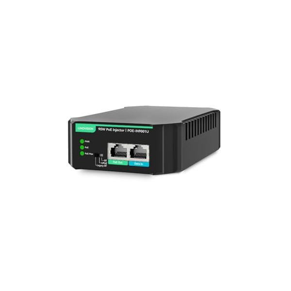 LINOVISION POE++ インジェクター 90w、10/100/1000Mbps、IEEE 802.3af/at/bt PoE 対応、標