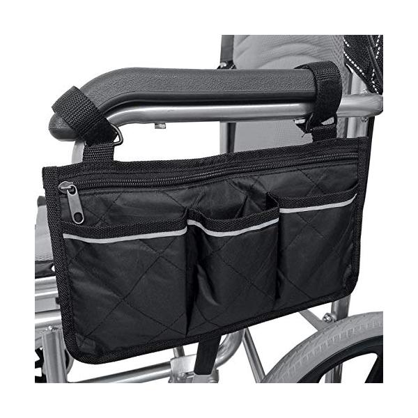 ブラック/-/Wivmypog-wheelchair side bag・Color:ブラック・パッケージ個数:1・車いすアクセサリーサイズ：車椅子サイド収納袋 は12.8×7.1インチ/32.5×18cm、ストラップは12.6インチで、アイ...