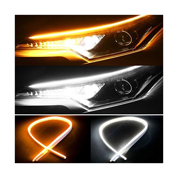 ホワイト+アンバー/60CM/-・Color:ホワイト+アンバーSize:60CM・パッケージ個数:2・高輝度&amp;高拡散ポジション時：ホワイト、ウインカー時：アンバー；こだわりの設計で光の拡散性UP。スペシャル素材を利用して、スペシャ...