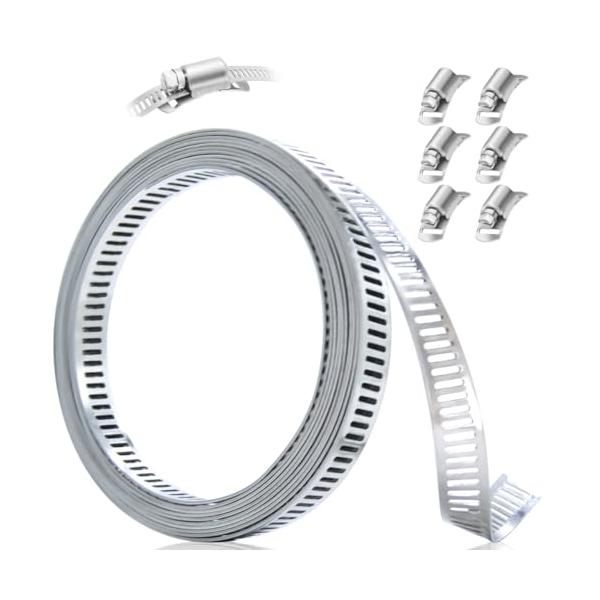 他サイト： UME-STAR ステンレスバンド ダクトバンド ホースバンド 8mm幅 ステンレス クランプ バンド 自在バンド 長さ3m 留め具 6個の商品画像