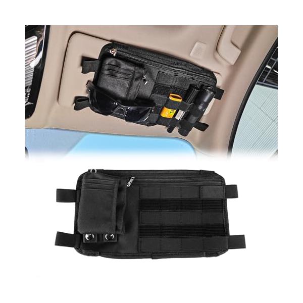 ブラック/Aです/-・Size:Aです・マルチポケットで整理整頓：メインコンパートメントはファスナー付きでスマホや領収書、駐車券などを安全に収納。サイドには専用のサングラス/メガネホルダーを装備し、レンズの傷を防止。車内の小物をすっきり整理...