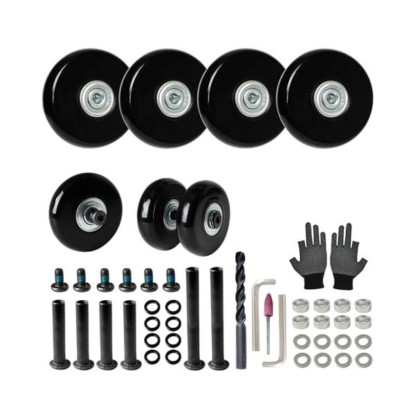 -/50mmX14mm/-・スーツケースタイヤ交換キット内容4*キャスター（直径50ｍｍ）、6*ボルト（車軸30mm*4、50*2mm）、6*緩み防止ネジ、8*黒ワッシャー、8*201SUSワッシャー、8*Φ8mm軸用スリーブ、1*ドリルビ...