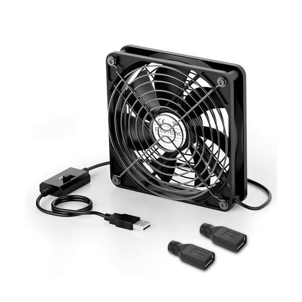 DC-USBメスアダプター付き黒 DCアダプター付き/-/ELT_2DCTUSBF_UFAN_12CM_BK_1SET・Color:黒 DCアダプター付き・DC-USBメスアダプター2個搭載120mm USBファンには、DCメス-USBメス...