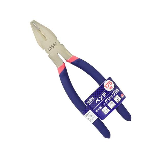 ペンチ 175mmブルー/175mm/4907052201170・Size:175mmStyle:ペンチ 175mm・パッケージ個数:1・製造国:中国・切断能力:鉄線 約φ1.8mm・すべりにくいグリップ付