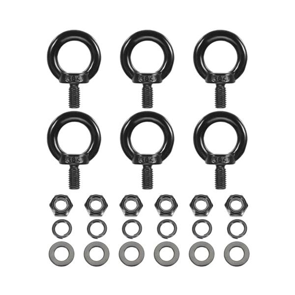PATIKIL アイボルト M8x15mm 6個 304ステンレス鋼 ヘックスロックナット/ロックワッシャー/フラットワッシャー付き 防錆 耐食