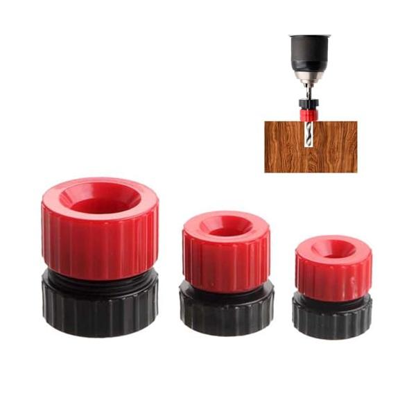 商品仕様：3 つの異なるサイズのドリルすとっぱーが含まれています。大きいサイズは28mmx30mm、内径は8~13mm調整できます;中サイズは23mmx25mm、内径は5~8mm調整できます;小さいサイズは19mmx20mm、内径は3~5m...