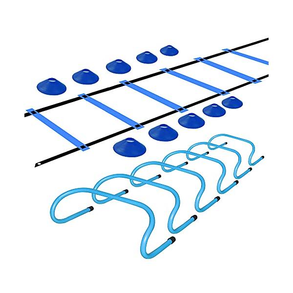 ブルー/-/-・Color:ブルー・?セット内容：ハードル*6個　ラダー*1個（3M6プレート） マーカーコーン*10枚 ?このトレーニングセットはスピードと敏捷性の向上に役立ちます。・トレーニングハードル：ハードルは軽量で耐久性があります...