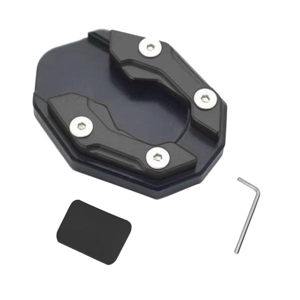 基本情報：バイク サイドスタンドプレート、材質：アルミニウム合金、カラー：ブラック、サイズ：5.8*7.3cm、梱包内容：バイク サイドスタンドプレート*1、六角レンチ*1、ワッシャー*1、取扱説明書*1。プロセス側面の立場の接触のパッド滑...