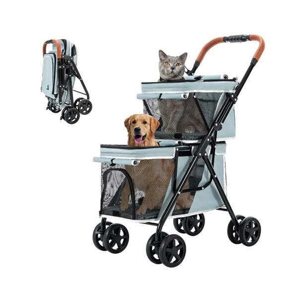 ワンタッチ折り畳みブルー/-/3M-L・Color:ブルー・????上下二段式・多頭飼い上下がそれぞれ独立した空間なので、ペットちゃん別々のパーソナルスペースを確保します。多頭飼いの飼い主さんもシニア犬の飼い主さんも安心して、お散歩や通院も...