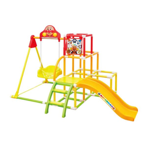 折りたたみ式うちの子天才 ブランコパークDXイエロー/W193×H117×D132（cm）/4971404319523・Style:折りたたみ式うちの子天才 ブランコパークDX・ブランコ、ジャングルジム、すべり台、鉄棒の４WAYで長く遊べる...