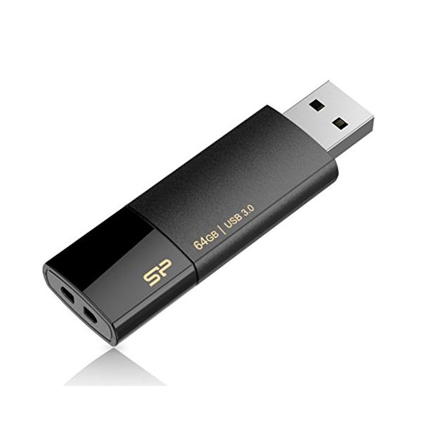 他サイト： シリコンパワー USBメモリ 64GB USB3.0 スライド式 Blaze B05 ブラック SP064GBUF3B05V1Kの商品画像