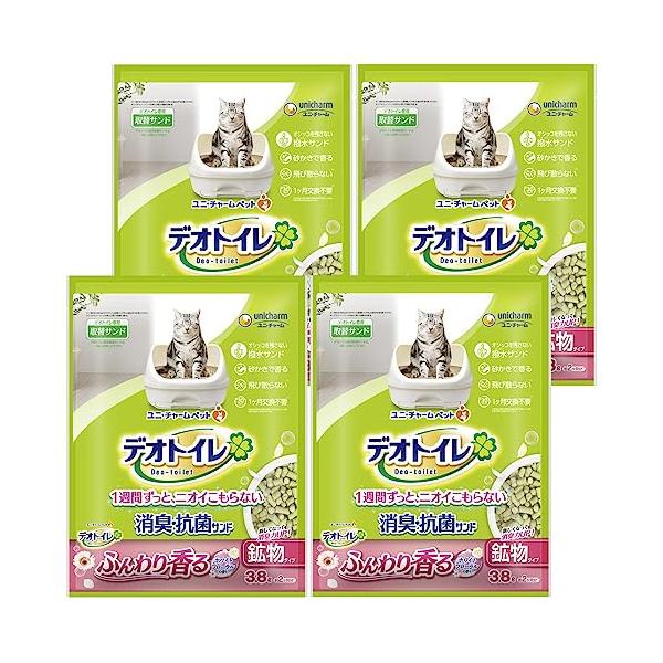 他サイト： デオトイレ 猫用 サンド 香る消臭 抗菌サンド ホワイトフローラル 3.8L×4個 おしっこ ペット用品 ユニチャームケース販売の商品画像