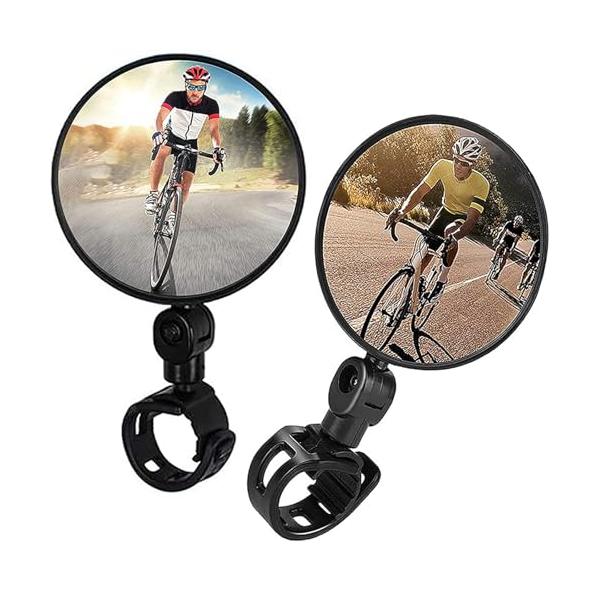 ブラック/2個 自転車バックミラー/-・商品仕様材質：ABS、ラバー、ガラス。鏡直径：8cm、長さ：14cm。 取付対応サイズ：ハンドル内径Φ15?32mm。・360°回転式360°回転するバックミラーで、あらゆる角度を確認できます。柔軟な...