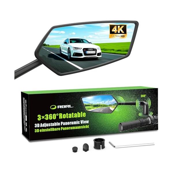 右側/9.4 cm x 15.24 cm x 17.53 cm/RU-18-1・Color:右側・高品質このハンドル用自転車ミラーは、高解像度の自動車グレードの凸面ガラスで作られており、広角で高解像度の視界を提供し、後方の可視エリアを拡大し...