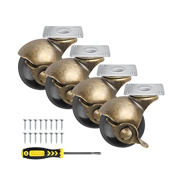 ブロンズ/-/-・頑丈で耐久性があります：重量キャスターは高品質の固形ゴムで作られており、耐荷重は200kgで、摩耗や損傷に強く、変形しにくく、長時間の使用でも安定性を維持する。普通の車輪より丈夫で、移動中の衝撃や振動を吸収することができま...