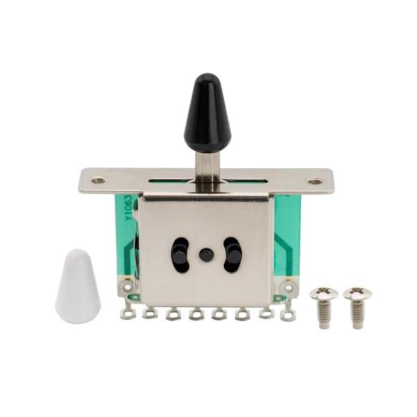 ブラック/-/M192・パッケージ個数:1・ストラト/ テレキャスターギター用・金属合金製・5WAY、黒と白のノブ付属・ミリ規格、取付ビス付属・パッケージ内容:1個レバースイッチ