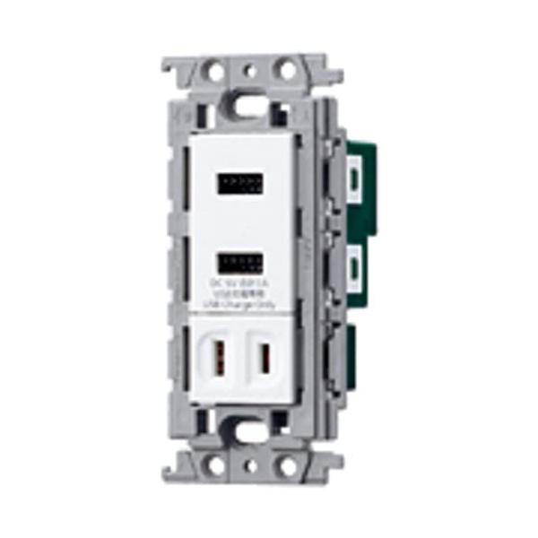 シングルコンセント付ホワイト/-/WTF14764W・Style:シングルコンセント付・パッケージ個数:1・カラー:ホワイト・定格:シングルコンセント 15A 125V AC・USBコンセント入力:30VA 100V AC 50Hz/60H...