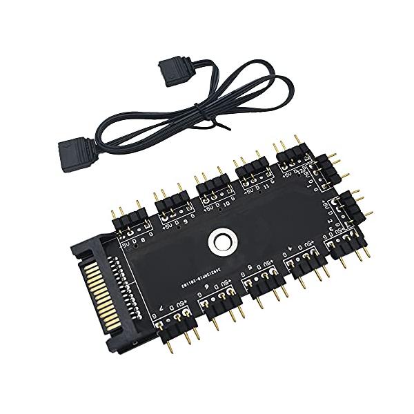 11ポートARGBHUB：マザーボードのRGBインターフェースを拡張し、マザーボードの1つのインターフェースを11に拡張して、各 3 ピン ポート、最大電流は約 0.6A 複数のデバイスの使用要件を満たすことができます。・固定方法：裏面3M...