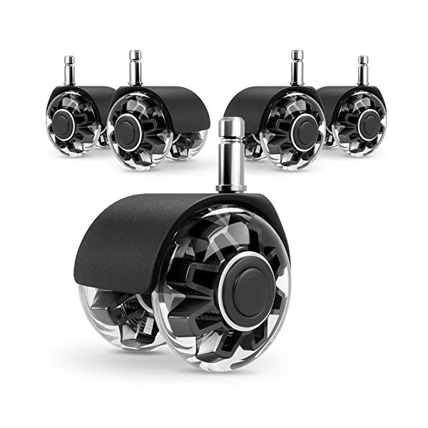 ブラック/-/椅子 キャスター・PatternName:ブラック・静かに動く柔らかいポリウレタン製キャスターは驚くべき静音性を実現。椅子の移動が周囲に迷惑をかける心配がありません。二重精密ベアリングにより、あらゆる床面で静かかつスムーズな3...