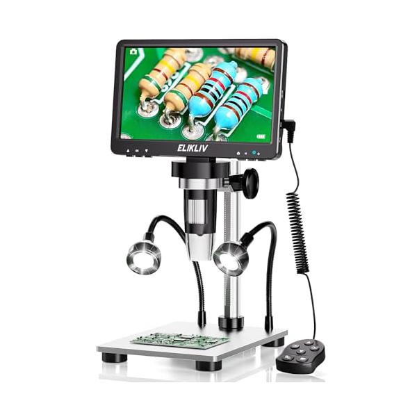 ブラック/EMD9/EDM9・Size:EMD9・パッケージ個数:1・超鮮明マイクロビューEliklivデジタル顕微鏡は1080Pの高解像度、12MPカメラセンサーと正確なピント合わせを持ちます。モニターに表示される最も微細な細部を捉えるこ...
