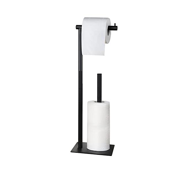 産業用黒い/-/DE-LT-BFE025-02・Color:黒い・大収納このトイレットペーパーディスペンサースタンドと同時に、浴室の装飾を上げて保管＆機能性をお楽しみください。最大3本を下に保存し、完全な滑らかな圧延アクセシビリティと利便性...