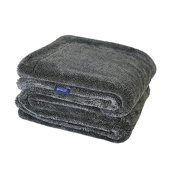 他サイト： SHSCLY マイクロファイバー洗車タオル 超吸水ドライヤークロス 両面使える 大判厚手 グレー 90x60cm 1枚入の商品画像