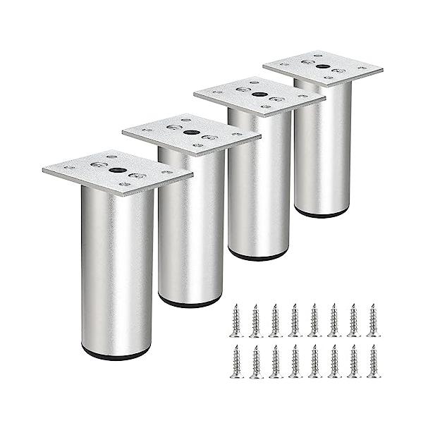 シルバー/Large/家具脚・Size:LargeColor:シルバー・取り付けが簡単：金色の アルミ合金製家具脚 4 本と取り付けネジ 16 本が含まれており、各テーブル脚には 4 つの穴があけられており、取り付けや取り外しが簡単で便利で...