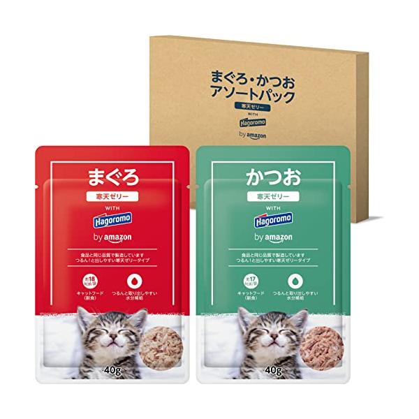 他サイト： by  はごろも 寒天ゼリー アソートパック パウチ まぐろ・かつお 40g × 16個入 2種類×各8個 - キャットフード ウェット ケースの商品画像