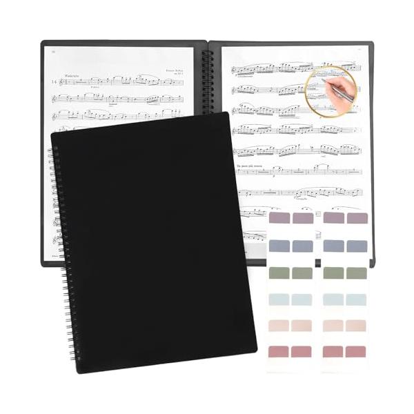 他サイト： Solf ピティナ支部長監修 楽譜ファイル 書き込める 台紙 譜面 吹奏楽 ピアノ バンド A4 2面 20枚/40ページ 黒?付箋くすみの商品画像