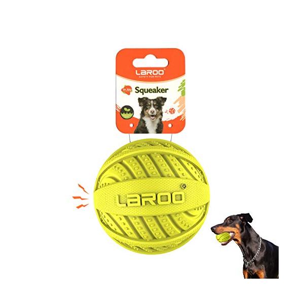 LaRoo犬おもちゃ、音が出る音が鳴る玩具、噛むおもちゃ、天然ラバ歯磨き、耐久性のある、投げる