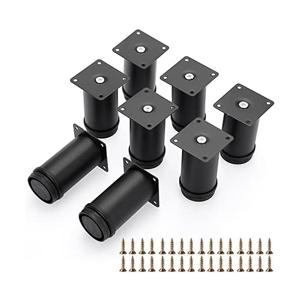 ブラック/Large/A123・高さ調節可能：この円筒形のキャビネット脚の高さは10cmから11.4cmまで調整でき、ニーズに応じて高さを調整できます。・ステンレス鋼製：ステンレス製なので錆びず、水がかかる心配もなく、変形しにくく、カビも生...