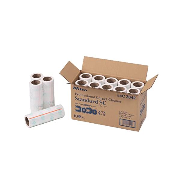 コロコロスペア白/幅160mm×80周/C3042・Style:コロコロスペアPatternName:10巻入・パッケージ個数:1・用途オフィスなどのファブリック面のおそうじに・特長1ごみの少ない大容量パック・特長2すじ塗り粘着加工でホコリ...